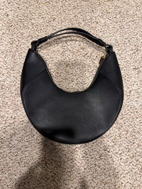 BCBGMaxAzria Classic Black Crescent Shoulder Bag - Women's Hobo - Faux Leather